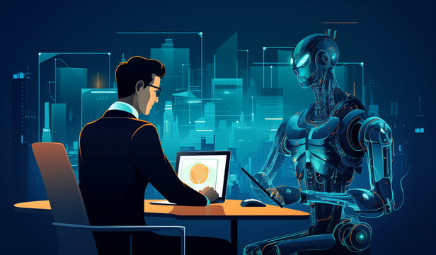 AI artificial intelligence illustration - big data sentient technology