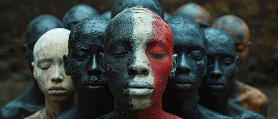 people with painted faces and different colored faces