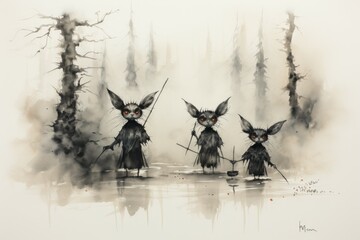 Obraz premium Mischievous shadow imps - Generative AI