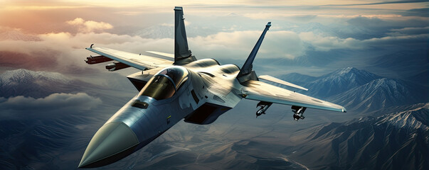 War fighter jet or militaty speed plane in air. - obrazy, fototapety, plakaty