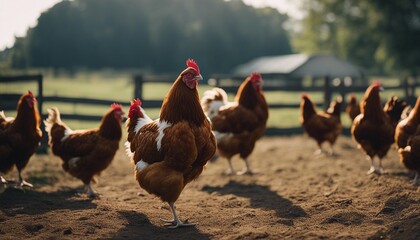 hundreds of chickens in the chicken farm
