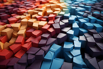 a rainbow colored cube pattern design with a colored frame