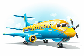 Obraz na płótnie Canvas Illustration of a cartoon bright airplane on a white background