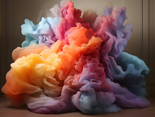 a rainbow colored powder is being blown away