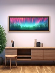 Expansive View of Ethereal Aurora Borealis: Polar Circle Panoramic Landscape Print