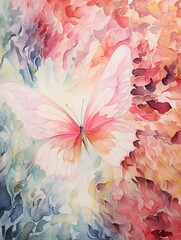 Ethereal Butterfly Watercolors: Whimsical Wing Patterns in Abstract Landscapes
