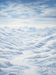 Frosty Snowfield Expanse: A Stunning Landscape of Snow-Covered Rolling Hills [Digital Image]
