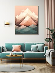 Geometric Mountain Scenes: Canvas Print Landscape with Modern Artwork