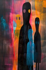 Boho picture with abstract figures. Interior poster