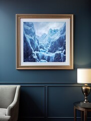 Glistening Glacier Terrains: Icy Wonders Framed Landscape Print-showcasing Majestic Frozen Beauty