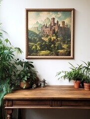 Castle Walls: Grand Medieval Castles Framed Landscape Print for Rustic Wall Decor