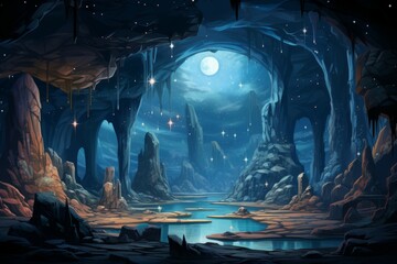 Mysterious starlight caves - Generative AI