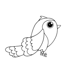 Line sketch, coloring of a small bird, sparrow. Vector graphics.