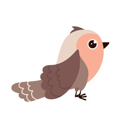 Little cartoon bird, sparrow. Vector graphics.