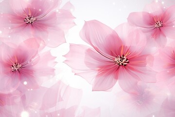 Background with pink flowers in transparent format. Generative AI