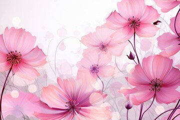 Fototapeta na wymiar Background with pink flowers in transparent format. Generative AI