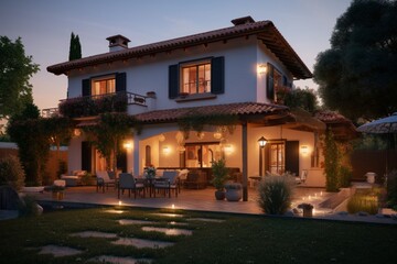 Beautiful storey town lighting country house cottage design image