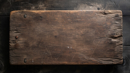 Kitchen textured cutting board.  On a dark background. Top view. Free space for text.