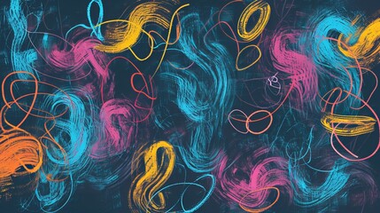 Charcoal pencil curly lines, squiggles and shapes. Grunge pen scribbles collection. Hand drawn vector pencil lines and doodles. Bright color charcoal or chalk drawing. Rough crayon strokes - obrazy, fototapety, plakaty
