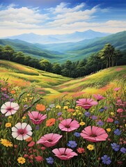 Lush Meadow Blossoms: Artistic Reflections of Rolling Hills, Meadows, and Valleys