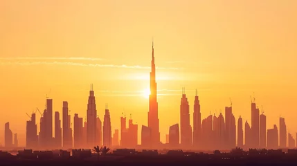 Fototapeten City Dubai skyline. UAE Urban cityscape. United Arab Emirates skyscraper buildings silhouette  © Zahid