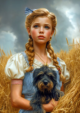 Portrait Of a Kansas Farm Girl and Her Little Dog Too