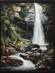 Naklejka na ściany i meble Majestic Waterfall Cascades Nature's Wonder Framed Print � Liquid Motion Magnificence