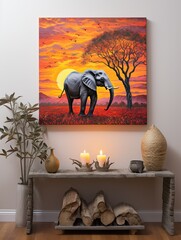 Majestic Serengeti Sunset: Wildlife Portraits on Canvas