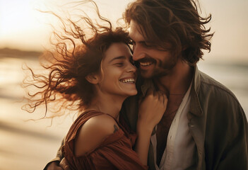 couple on sunset ai generative art