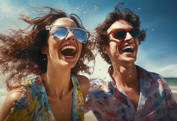 Two people smile in sunny day ai generative art