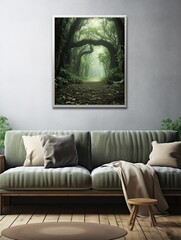 Mystical Forest Clearings Canvas Print: Serene Grove Landscape - Captivating Forest Wall Art