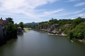 The river Ardeche in Ruoms in the South East of France, in Europe