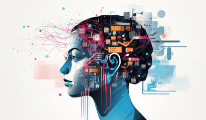 AI artificial intelligence illustration - big data sentient technology
