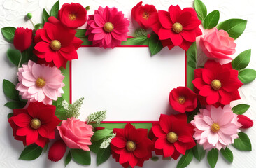 Obraz premium Card to Women's Day with place for text and floral motifs.