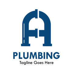 Plumbing logo design template illustration. there is font a. suitable for industrial, label product