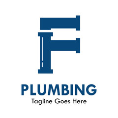 Plumbing logo design template illustration. there is font f. suitable for industrial, label product