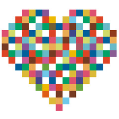 Rainbow heart, vector illustration. Pixel.