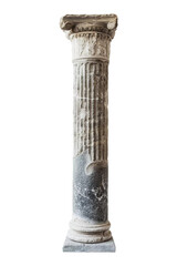 Isolated old stone pillar on transparent background, PNG