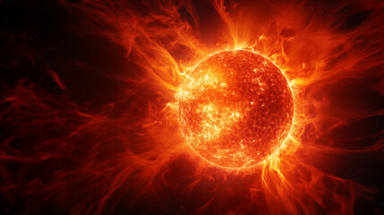 Hypnotic Solar Flare Emanating Monumental Energy, a Cosmic Spectacle of Nuclear Fusion and Astral Power