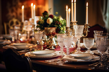 Depiction of a Classy Evening - Gourmet Dinner Party in a Sophisticated Setting