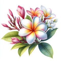 Fototapeta premium watercolor paint plumeria flower isolated on white background
