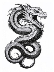 Obraz premium Snake monocrome vector illustration, isolated background