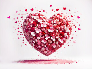 Valentine's day background with heart made of rose petals