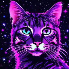 cat made of stars  nebulae  black