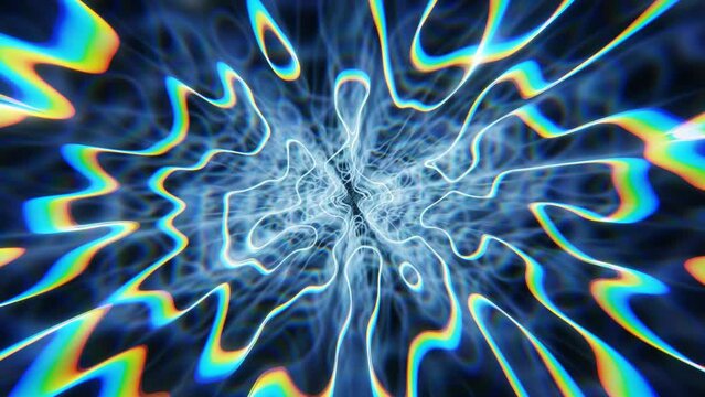 3d liquid Abstract blue background with circles.  Holographic alien y2k texture pattern. Morph waves rotating wallpaper background. Loop animation video 30fps 4k Disco music futuristic template