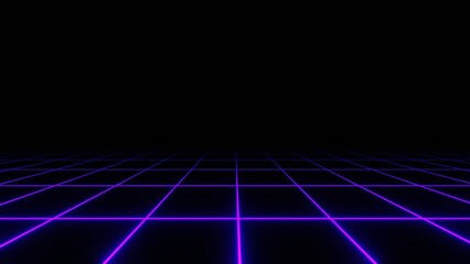 3d Synthwave retro neon laser blue purple background - horizon. Wireframe net and stars 80s 90s Retroway Futuristic sci-fi.  Disco music template - obrazy, fototapety, plakaty