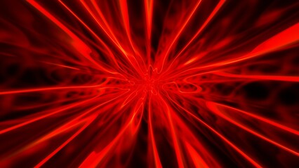 Abstract red stripes in space. Background with rotating lines neon Disco music futuristic template