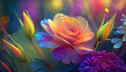 Obraz na płótnie Canvas close up of colorful flowers