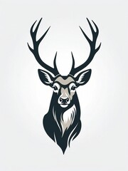 Flat vector deer illustration logo on isolated background