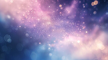 Shaped colorful light purple bokeh, blurred festive shining particles background